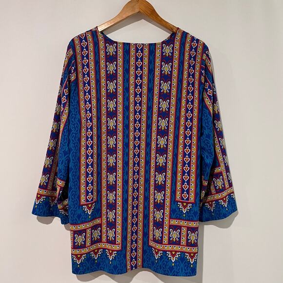 Bob Mackie Tunic Size XL Boho Tribal Long Sleeve Shirt - Picture 2 of 12